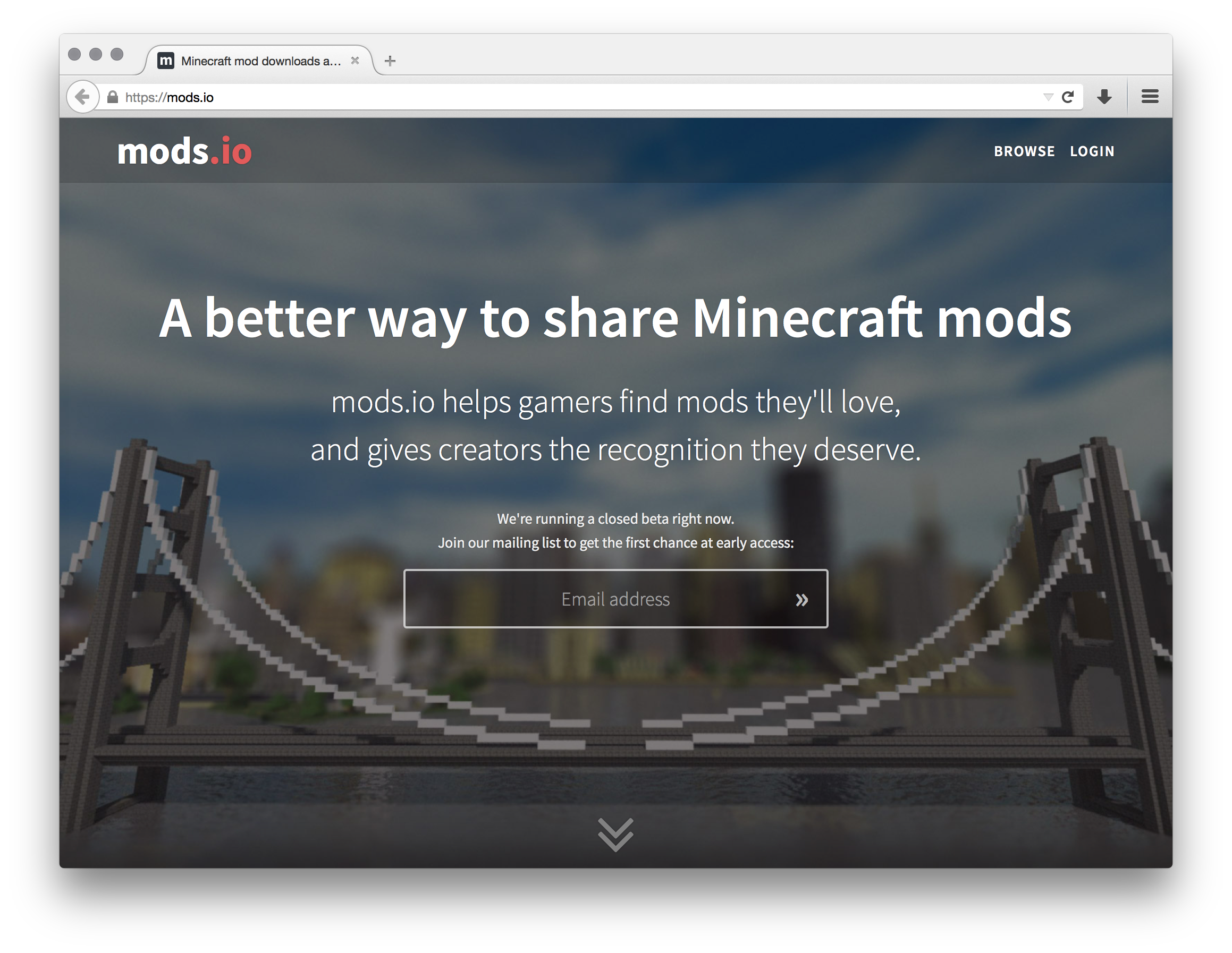 mods.io homepage